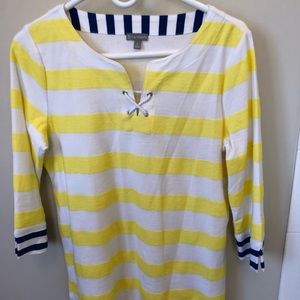 T By Talbots Striped Yellow Tunic